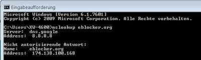 nslookup eblocker