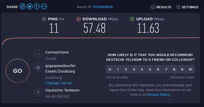Speedtest w eblocker on single
